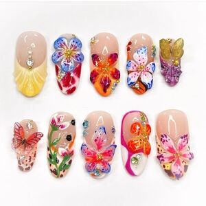 Nwt Press On 3DColorful Butterfly Nail Art Set